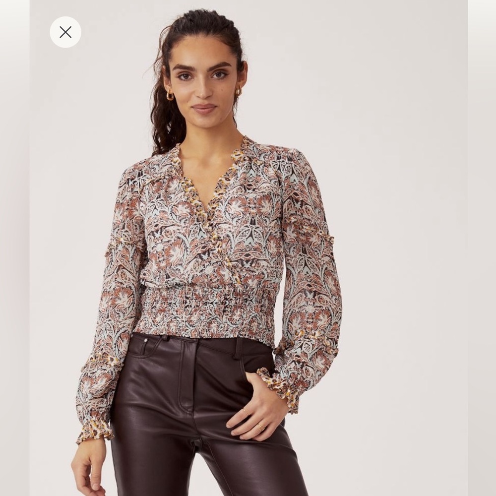 NWT ANTHROPOLOGIE printed ruffle blouse